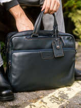 Business Bag Foulonné Leather Etrier Blue foulonne EFOU8151