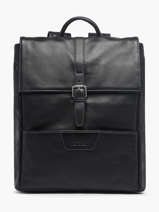2-compartment Foulonné Backpack Leather Etrier Black foulonne EFOU8092