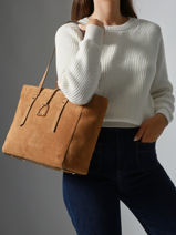 Shoulder Bag Altesse Suede Leather Etrier Brown altesse suede EASU088M-vue-porte